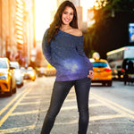 Nebula Universe Galaxy Deep Space Print Off Shoulder Sweatshirt GearFrost