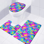 Neon Camouflage Print 3 Piece Bath Mat Set