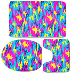 Neon Camouflage Print 3 Piece Bath Mat Set