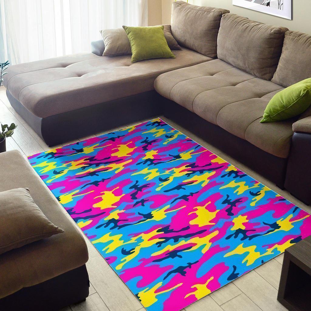 Neon Camouflage Print Area Rug GearFrost