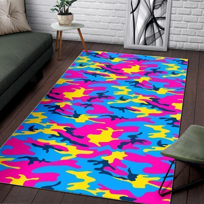 Neon Camouflage Print Area Rug GearFrost