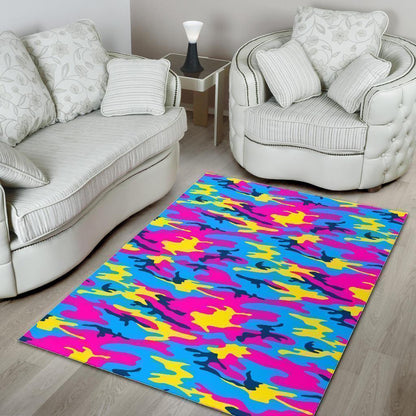 Neon Camouflage Print Area Rug GearFrost