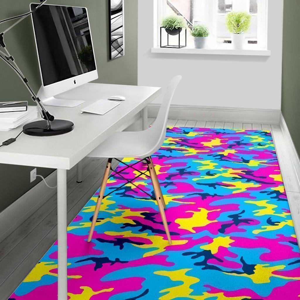 Neon Camouflage Print Area Rug GearFrost