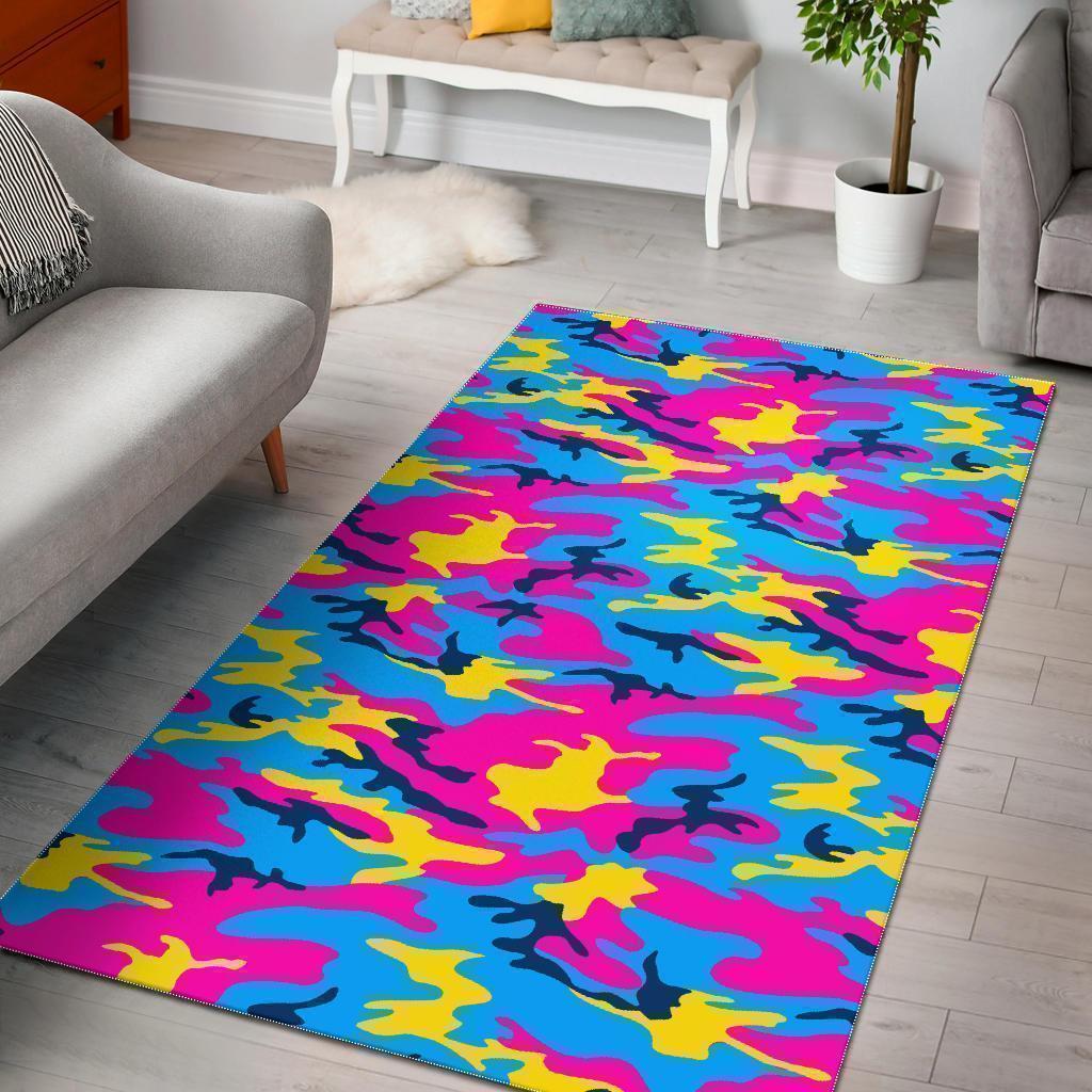 Neon Camouflage Print Area Rug GearFrost