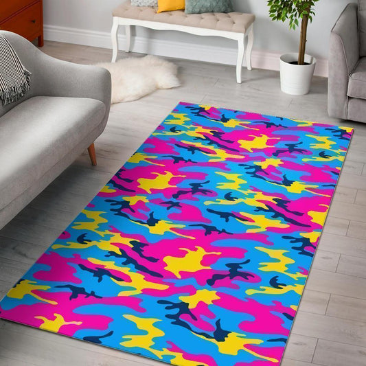 Neon Camouflage Print Area Rug GearFrost
