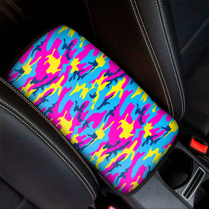 Neon Camouflage Print Car Center Console Cover