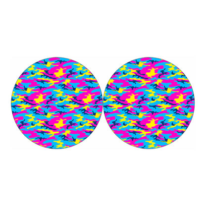 Neon Camouflage Print Car Coasters