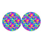 Neon Camouflage Print Car Coasters