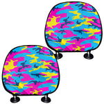 Neon Camouflage Print Car Headrest Covers