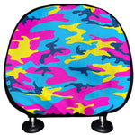 Neon Camouflage Print Car Headrest Covers