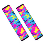 Neon Camouflage Print Car Seat Belt Covers