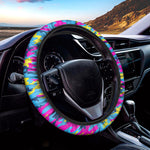 Neon Camouflage Print Car Steering Wheel Cover