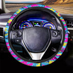 Neon Camouflage Print Car Steering Wheel Cover