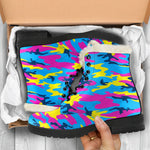 Neon Camouflage Print Comfy Boots GearFrost