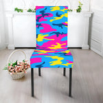 Neon Camouflage Print Dining Chair Slipcover