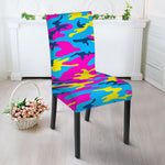 Neon Camouflage Print Dining Chair Slipcover