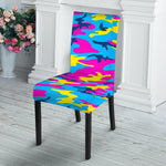 Neon Camouflage Print Dining Chair Slipcover