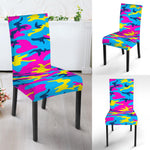 Neon Camouflage Print Dining Chair Slipcover