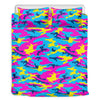 Neon Camouflage Print Duvet Cover Bedding Set