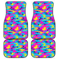 Neon Camouflage Print Front and Back Car Floor Mats