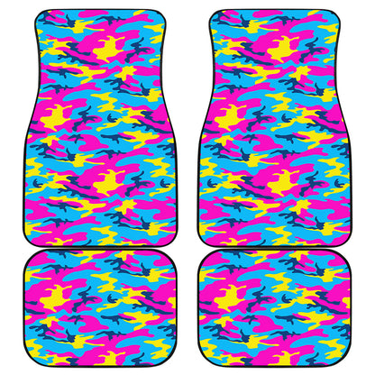 Neon Camouflage Print Front and Back Car Floor Mats