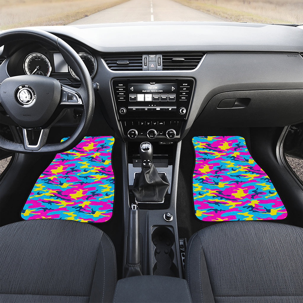 Neon Camouflage Print Front and Back Car Floor Mats