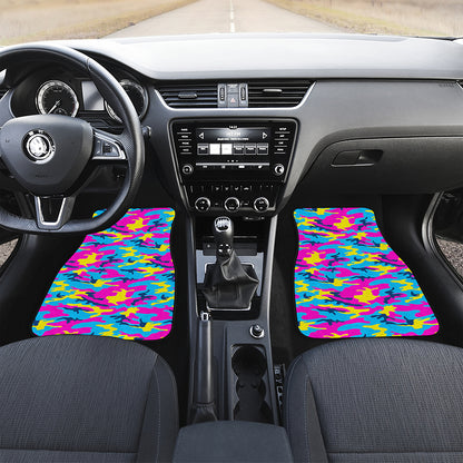 Neon Camouflage Print Front and Back Car Floor Mats