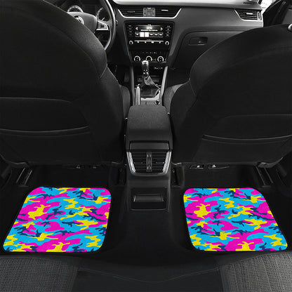 Neon Camouflage Print Front and Back Car Floor Mats