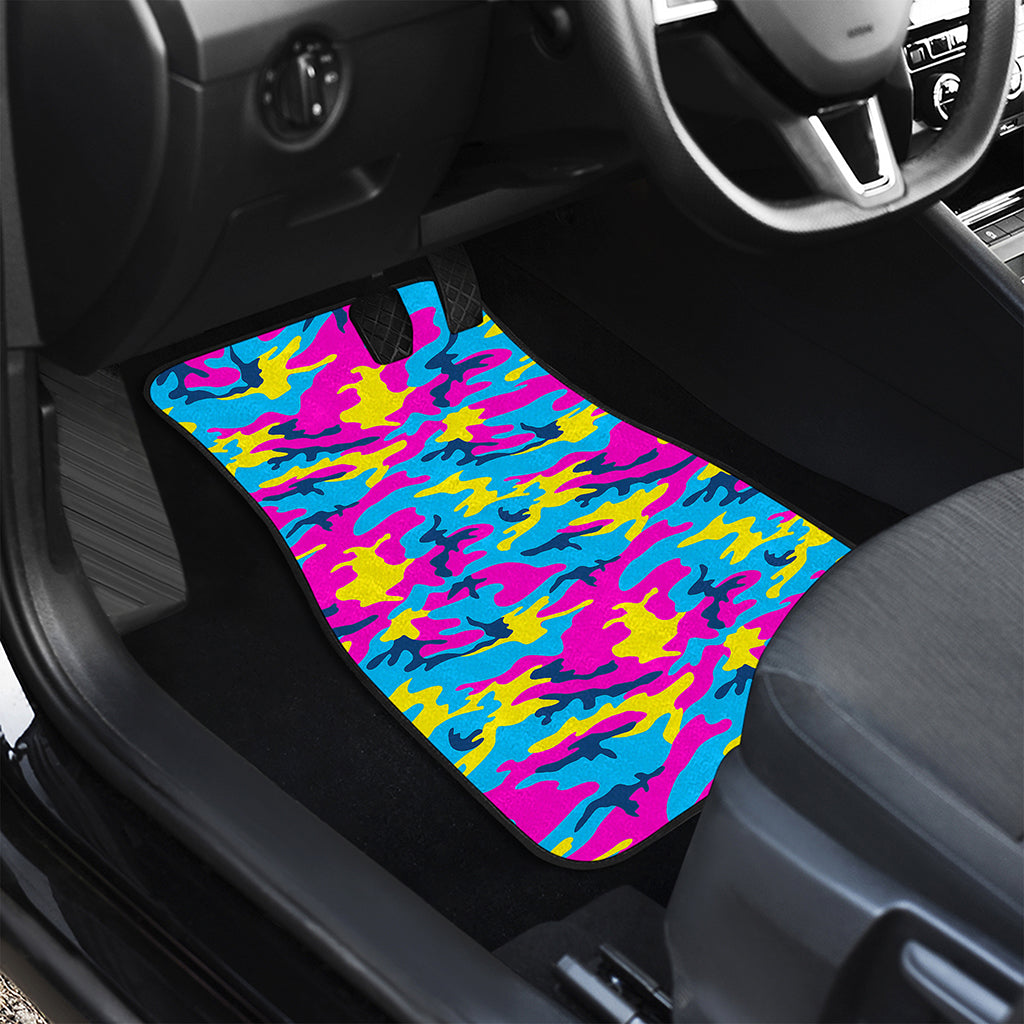 Neon Camouflage Print Front and Back Car Floor Mats