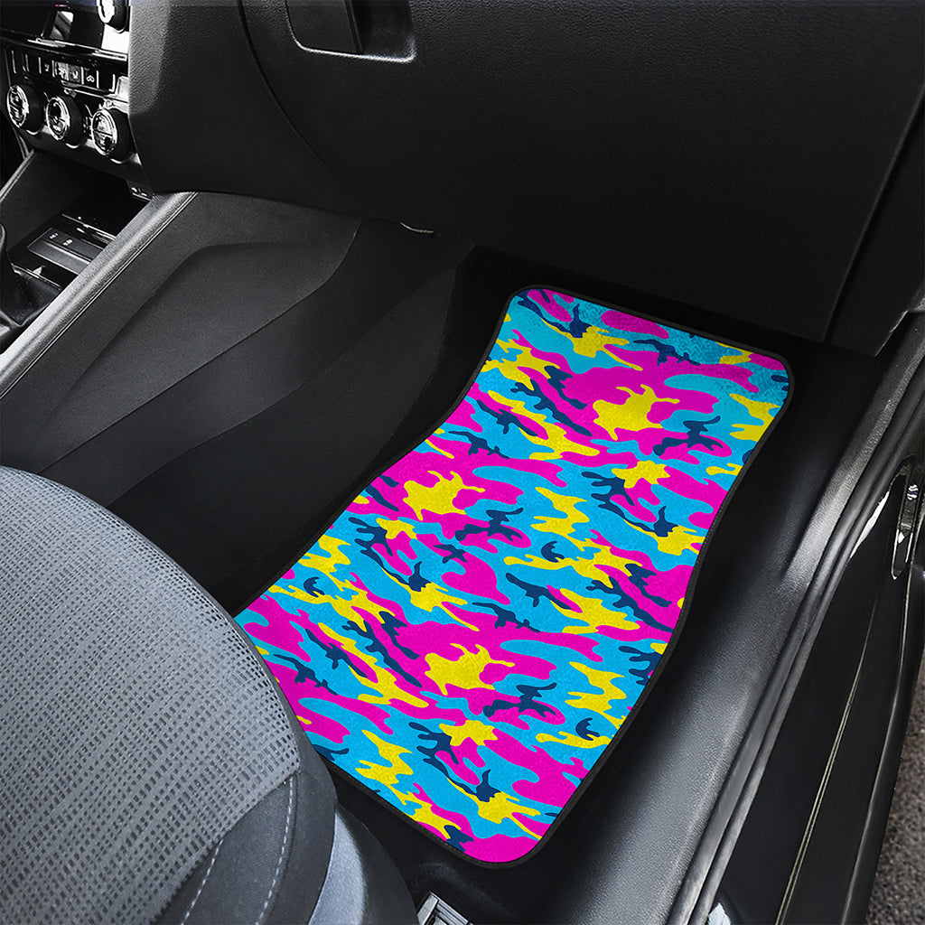 Neon Camouflage Print Front and Back Car Floor Mats