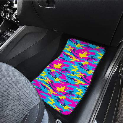 Neon Camouflage Print Front and Back Car Floor Mats