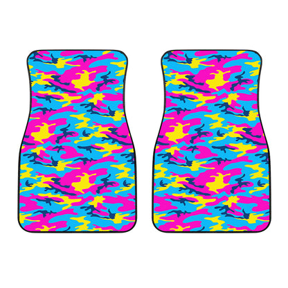 Neon Camouflage Print Front Car Floor Mats