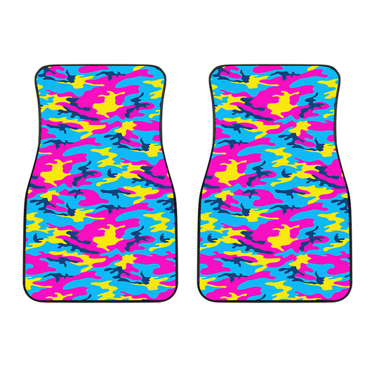 Neon Camouflage Print Front Car Floor Mats