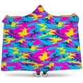 Neon Camouflage Print Hooded Blanket