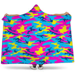Neon Camouflage Print Hooded Blanket