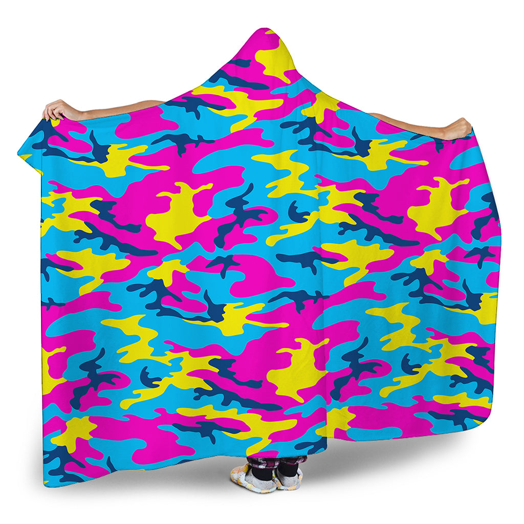 Neon Camouflage Print Hooded Blanket