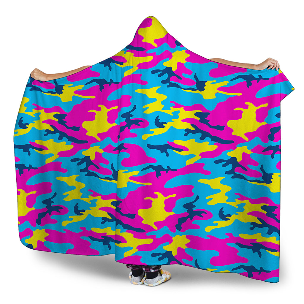 Neon Camouflage Print Hooded Blanket