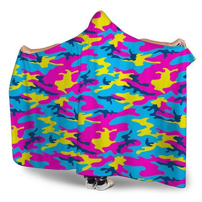 Neon Camouflage Print Hooded Blanket