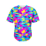 Neon Camouflage Print Men's Baseball Jersey