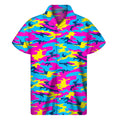 Neon Camouflage Print Men's Short Sleeve Shirt