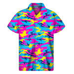 Neon Camouflage Print Men's Short Sleeve Shirt
