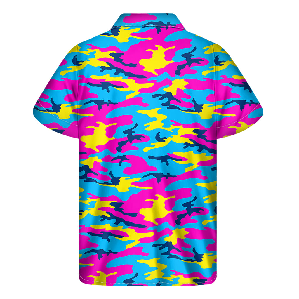 Neon Camouflage Print Men's Short Sleeve Shirt