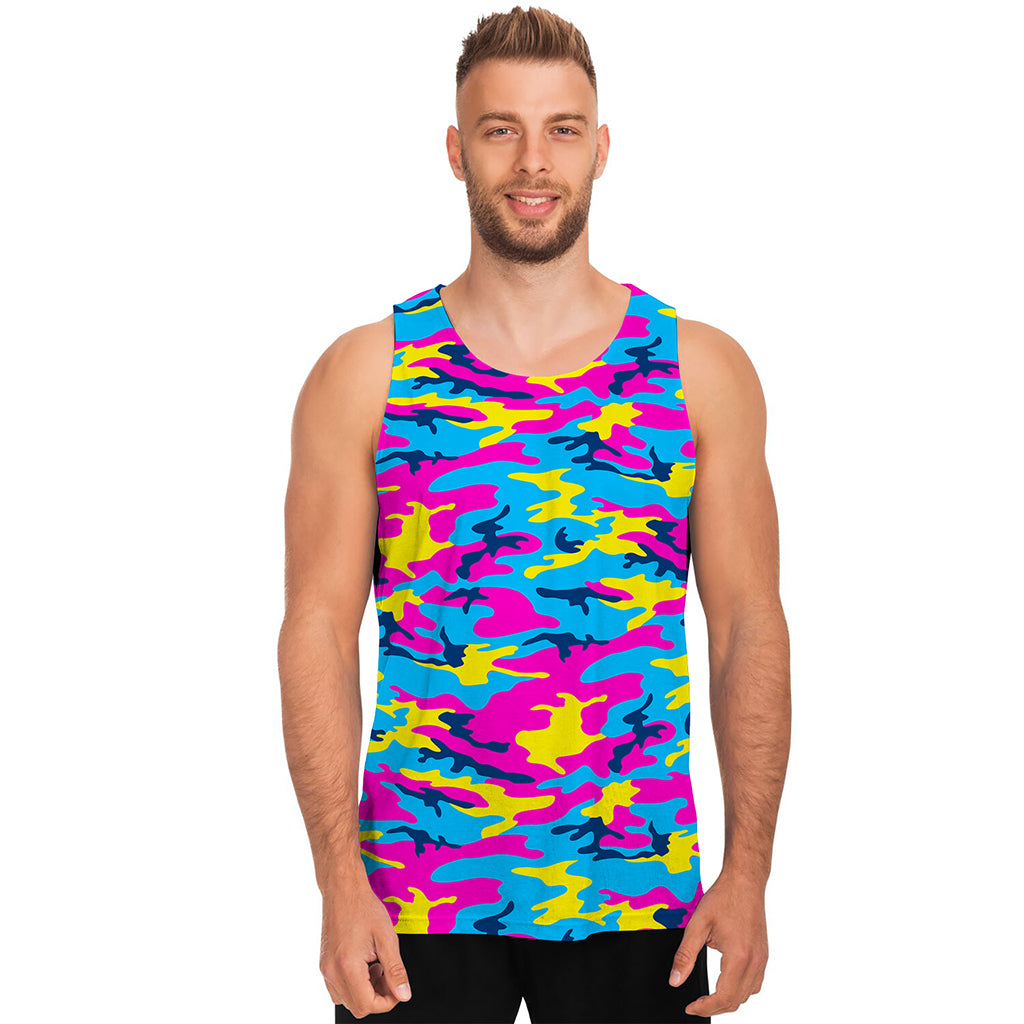 Neon Camouflage Print Men's Tank Top