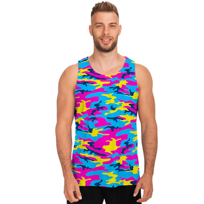 Neon Camouflage Print Men's Tank Top