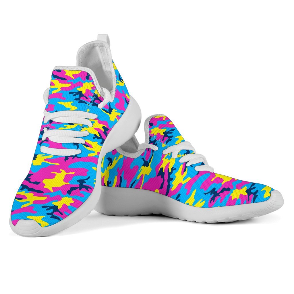 Neon Camouflage Print Mesh Knit Shoes GearFrost