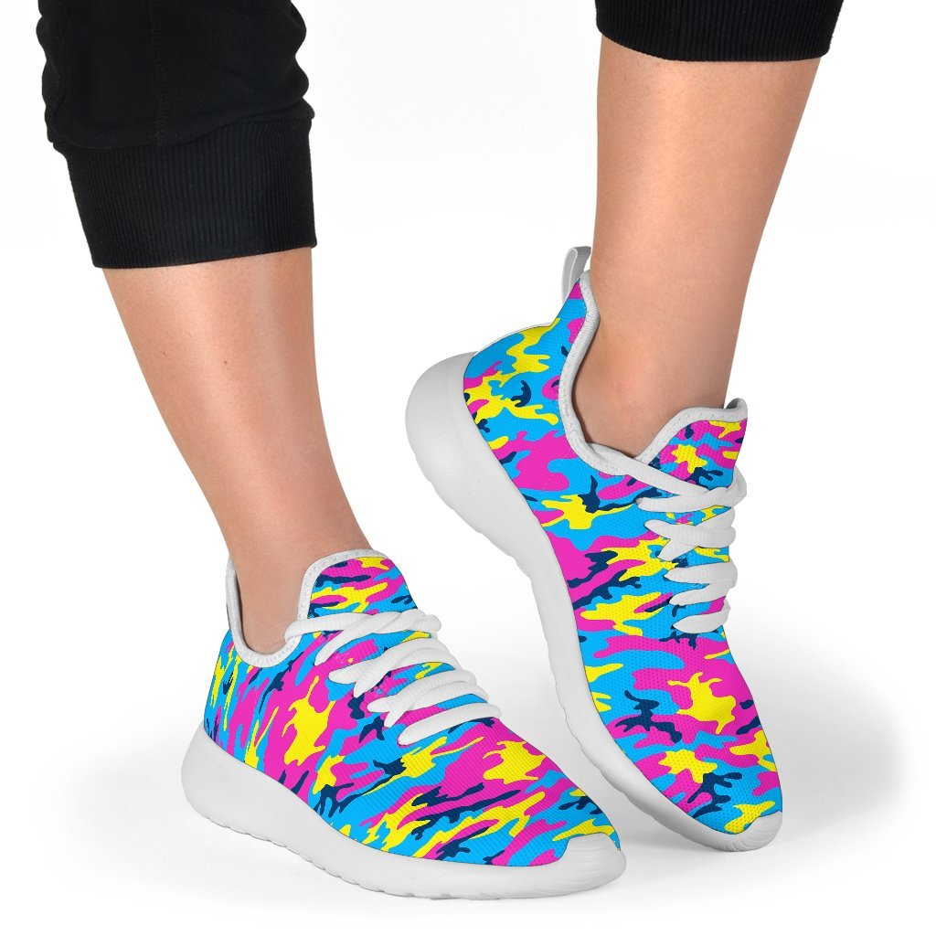 Neon Camouflage Print Mesh Knit Shoes GearFrost