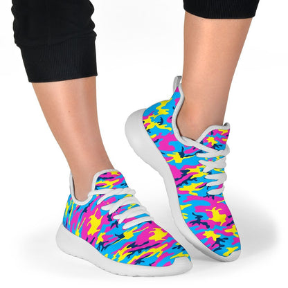 Neon Camouflage Print Mesh Knit Shoes GearFrost
