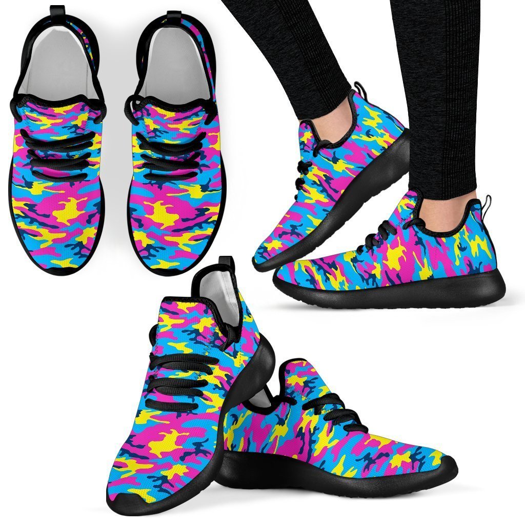Neon Camouflage Print Mesh Knit Shoes GearFrost