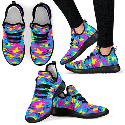 Neon Camouflage Print Mesh Knit Shoes GearFrost
