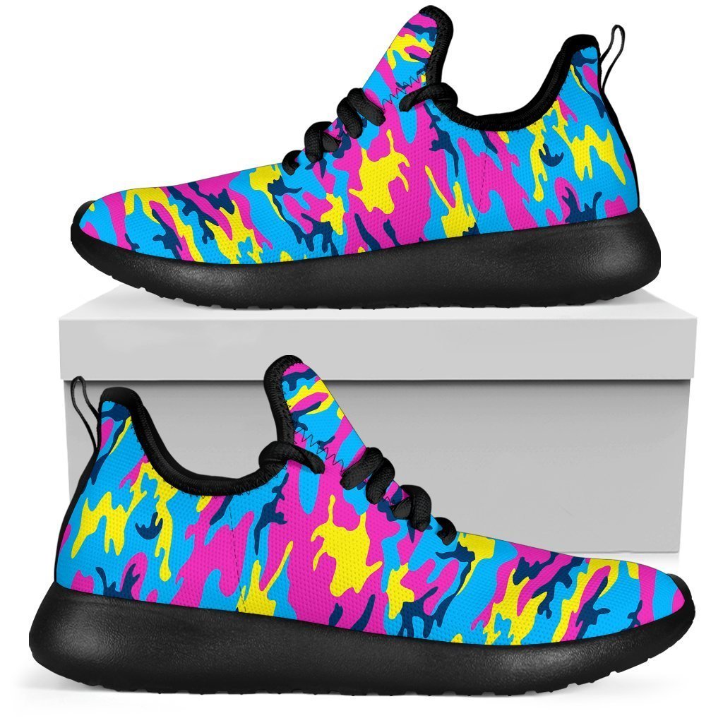Neon Camouflage Print Mesh Knit Shoes GearFrost